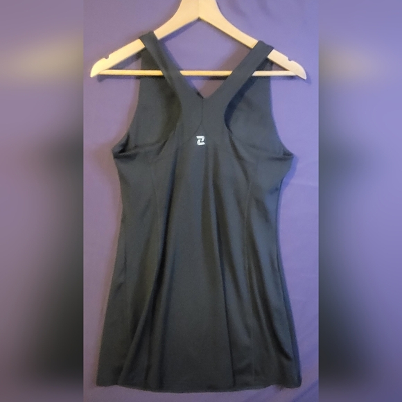 ZELOS Black Athletic Racerback Midi Dress. Size L - Picture 3 of 5
